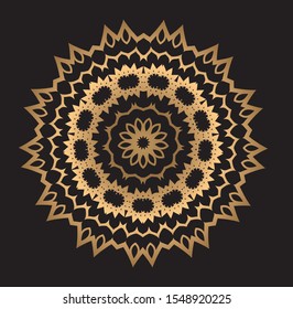 Round gradient mandala on White isolated background. Vector boho mandala in White and black colors. Mandala with floral patterns. Yoga template - Vector