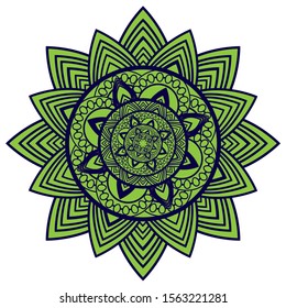 Round gradient mandala on white isolated background. Vector boho mandala colors. Mandala with floral patterns. Yoga template
