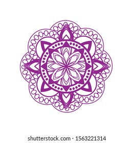 Round gradient mandala on white isolated background. Vector boho mandala colors. Mandala with floral patterns. Yoga template
