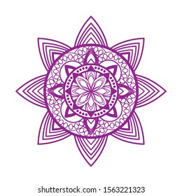 Round gradient mandala on white isolated background. Vector boho mandala colors. Mandala with floral patterns. Yoga template

