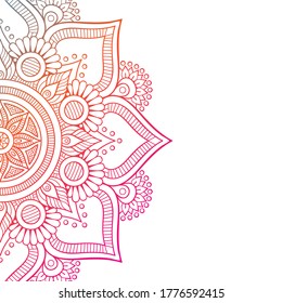 Round gradient mandala on white background. Mandala with floral patterns. - Design Template