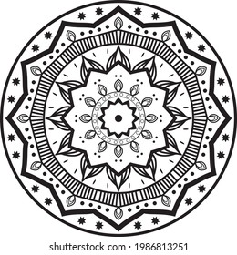 Round gradient mandala on white isolated background. Circular pattern in form of mandala for Henna, Mehndi, tattoo, decoration. Decorative ornament in ethnic oriental style