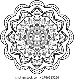 Round gradient mandala on white isolated background. Circular pattern in form of mandala for Henna, Mehndi, tattoo, decoration. Decorative ornament in ethnic oriental style