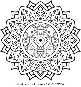 Round gradient mandala on white isolated background. Circular pattern in form of mandala for Henna, Mehndi, tattoo, decoration. Decorative ornament in ethnic oriental style