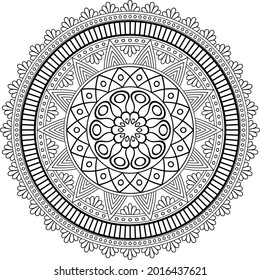 Round gradient mandala on white isolated background. Circular pattern in form of mandala for Henna, Mehndi, tattoo, decoration. Decorative ornament in ethnic oriental style