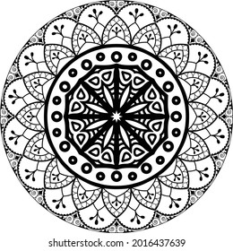 Round gradient mandala on white isolated background. Circular pattern in form of mandala for Henna, Mehndi, tattoo, decoration. Decorative ornament in ethnic oriental style