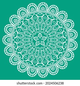 Round gradient mandala on white isolated background. Circular pattern in form of mandala for Henna, Mehndi, tattoo, decoration. Decorative ornament in ethnic oriental style
