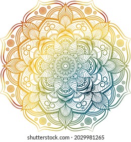Round gradient mandala on white isolated background.  Beautiful round pattern. 
Vintage decorative element. Ethnic round ornament. Vector.
