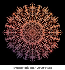 Runde Gradientenmandala auf weißem Hintergrund. Vektor boho mandala in Grün und Rosa Farben. Mandala mit Blumenmotiv. Yoga-Vorlagen