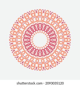 Mandala de gradiente redondo sobre fondo blanco aislado. Vector boho mandala en tonos anaranjados suaves. Mandala con motivos florales. Plantilla de yoga