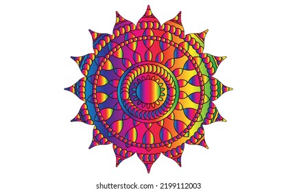 Round Gradient Mandala On White Isolated Background