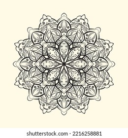 Mandala de gradiente redondo sobre fondo blanco aislado. Vector boho mandala. Mandala con motivos florales. Plantilla de yoga