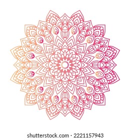 mandala de gradiente redondeado sobre fondo blanco aislado. mandala con estampado floral