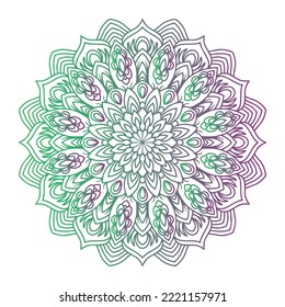 mandala de gradiente redondeado sobre fondo blanco aislado. mandala con estampado floral
