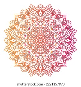 round gradient mandala on white isolated background. mandala with floral pattern