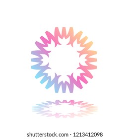 Round gradient ornament mandala on white isolated background. Vector boho ornament mandala in green and pink colors. ornament  Mandala with floral patterns. Yoga template