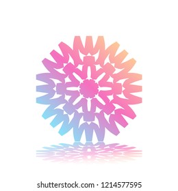 Round gradient ornament mandala on white isolated background. Vector boho ornament mandala in green and pink colors. ornament  Mandala with floral patterns. Yoga template