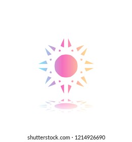 Round gradient ornament mandala on white isolated background. Vector boho ornament mandala in blue and pink colors. ornament  Mandala with floral patterns. Yoga template