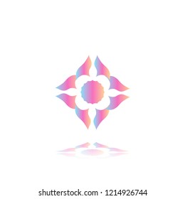 Round gradient ornament mandala on white isolated background. Vector boho ornament mandala in blue and pink colors. ornament  Mandala with floral patterns. Yoga template
