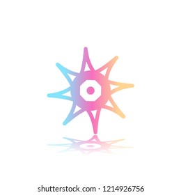 Round gradient ornament mandala on white isolated background. Vector boho ornament mandala in blue and pink colors. ornament  Mandala with floral patterns. Yoga template