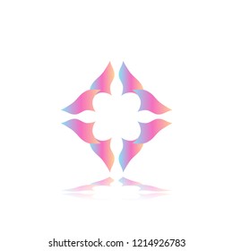 Round gradient ornament mandala on white isolated background. Vector boho ornament mandala in blue and pink colors. ornament  Mandala with floral patterns. Yoga template