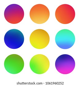 Round gradient set, colorful circle backgrounds. fluid covers for calendar, brochure, invitation, cards. 