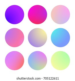 Round gradient set with modern abstract backgrounds. Colorful fluid covers for calendar, brochure, invitation, cards. Trendy soft color. Template with round gradient set for screens and mobile app