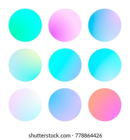 Round gradient set with modern abstract backgrounds. Colorful fluid cover for poster, banner, flyer and presentation. Trendy soft color. Template with round gradient set for screens and mobile app