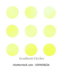 Round gradient set of vibrant colorful fluid abstract blurs design elements. Gradient colorful covers for calendars, brochures, cards. Soft and smooth color. Round gradient for mobile apps, screens.