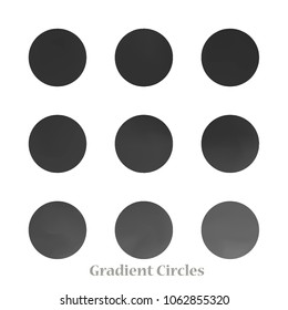 Round gradient set of vibrant colorful fluid abstract blurs design elements. Gradient colorful covers for calendars, brochures, cards. Soft and smooth color. Round gradient for mobile apps, screens.