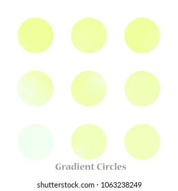 Round gradient set of vibrant colorful fluid abstract blurs design elements. Gradient colorful covers for calendars, brochures, cards. Soft and smooth color. Round gradient for mobile apps, screens.