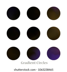 Round gradient set of vibrant colorful fluid abstract blurs design elements. Gradient colorful covers for calendars, brochures, cards. Soft and smooth color. Round gradient for mobile apps, screens.