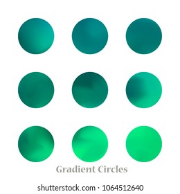 Round gradient set of vibrant colorful fluid abstract blurs design elements. Gradient colorful covers for calendars, brochures, cards. Soft and smooth color. Round gradient for mobile apps, screens.