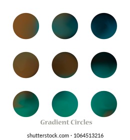 Round gradient set of vibrant colorful fluid abstract blurs design elements. Gradient colorful covers for calendars, brochures, cards. Soft and smooth color. Round gradient for mobile apps, screens.