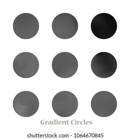 Round gradient set of vibrant colorful fluid abstract blurs design elements. Gradient colorful covers for calendars, brochures, cards. Soft and smooth color. Round gradient for mobile apps, screens.