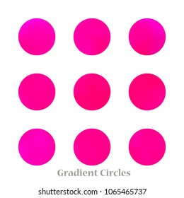 Round gradient set of vibrant colorful fluid abstract blurs design elements. Gradient colorful covers for calendars, brochures, cards. Soft and smooth color. Round gradient for mobile apps, screens.
