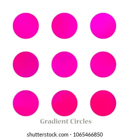 Round gradient set of vibrant colorful fluid abstract blurs design elements. Gradient colorful covers for calendars, brochures, cards. Soft and smooth color. Round gradient for mobile apps, screens.