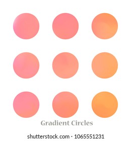 Round gradient set of vibrant colorful fluid abstract blurs design elements. Gradient colorful covers for calendars, brochures, cards. Soft and smooth color. Round gradient for mobile apps, screens.
