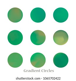 Round gradient set of vibrant colorful fluid abstract blurs design elements. Gradient colorful covers for calendars, brochures, cards. Soft and smooth color. Round gradient for mobile apps, screens.