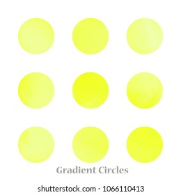 Round gradient set of vibrant colorful fluid abstract blurs design elements. Gradient colorful covers for calendars, brochures, cards. Soft and smooth color. Round gradient for mobile apps, screens.