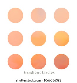 Round gradient set of vibrant colorful fluid abstract blurs design elements. Gradient colorful covers for calendars, brochures, cards. Soft and smooth color. Round gradient for mobile apps, screens.
