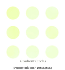 Round gradient set of vibrant colorful fluid abstract blurs design elements. Gradient colorful covers for calendars, brochures, cards. Soft and smooth color. Round gradient for mobile apps, screens.
