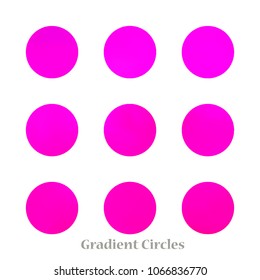 Round gradient set of vibrant colorful fluid abstract blurs design elements. Gradient colorful covers for calendars, brochures, cards. Soft and smooth color. Round gradient for mobile apps, screens.