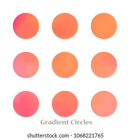 Round gradient set of vibrant colorful fluid abstract blurs design elements. Gradient colorful covers for calendars, brochures, cards. Soft and smooth color. Round gradient for mobile apps, screens.