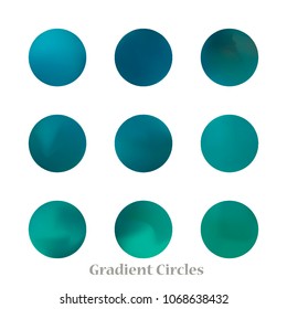Round gradient set of vibrant colorful fluid abstract blurs design elements. Gradient colorful covers for calendars, brochures, cards. Soft and smooth color. Round gradient for mobile apps, screens.