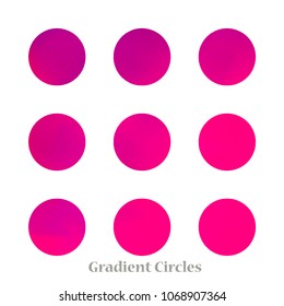 Round gradient set of vibrant colorful fluid abstract blurs design elements. Gradient colorful covers for calendars, brochures, cards. Soft and smooth color. Round gradient for mobile apps, screens.