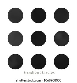 Round gradient set of vibrant colorful fluid abstract blurs design elements. Gradient colorful covers for calendars, brochures, cards. Soft and smooth color. Round gradient for mobile apps, screens.