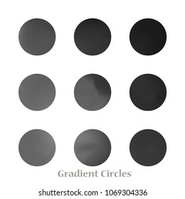 Round gradient set of vibrant colorful fluid abstract blurs design elements. Gradient colorful covers for calendars, brochures, cards. Soft and smooth color. Round gradient for mobile apps, screens.