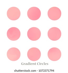 Round gradient set of vibrant colorful fluid abstract blurs design elements. Gradient colorful covers for calendars, brochures, cards. Soft and smooth color. Round gradient for mobile apps, screens.