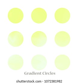 Round gradient set of vibrant colorful fluid abstract blurs design elements. Gradient colorful covers for calendars, brochures, cards. Soft and smooth color. Round gradient for mobile apps, screens.